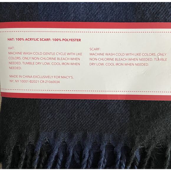 Club Room Men's Beanie & Scarf Combo Black & Blue One Size Fits Most NEW - Picture 4 of 4